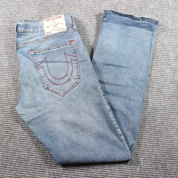 True Religion Jeans Mens 34x32 Light Blue Ricky Relaxed Straight Stretch - Picture 1 of 13